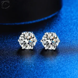 Sterling Silver GRA Certified 0.5-3CT Real Moissanite Stud Earrings
