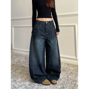 Retro Wide Leg Baggy Casual High Waist Loose Jeans