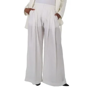 Chloe | Ladies White Pleated Wide-Leg Pants