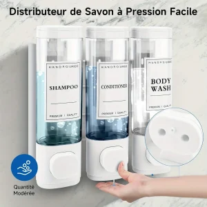 3-in-1 Wall-mounted Soap Dispenser, Shower Gel Dispenser, and Conditioner Dispenser