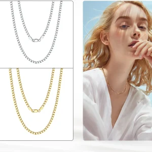 18K Gold Cuban Link Necklace (925 Sterling Silver Base)