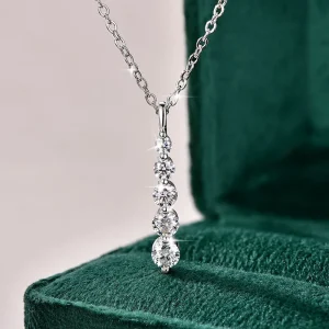 Elegant 5-Stone Moissanite Drop Necklace