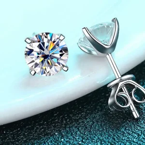 Classic Moissanite Stud Earrings - D VVS1 Sterling Silver