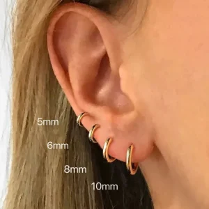 Classic Gold or Silver - Tone Stainless Steel Huggie Hoop Earrings